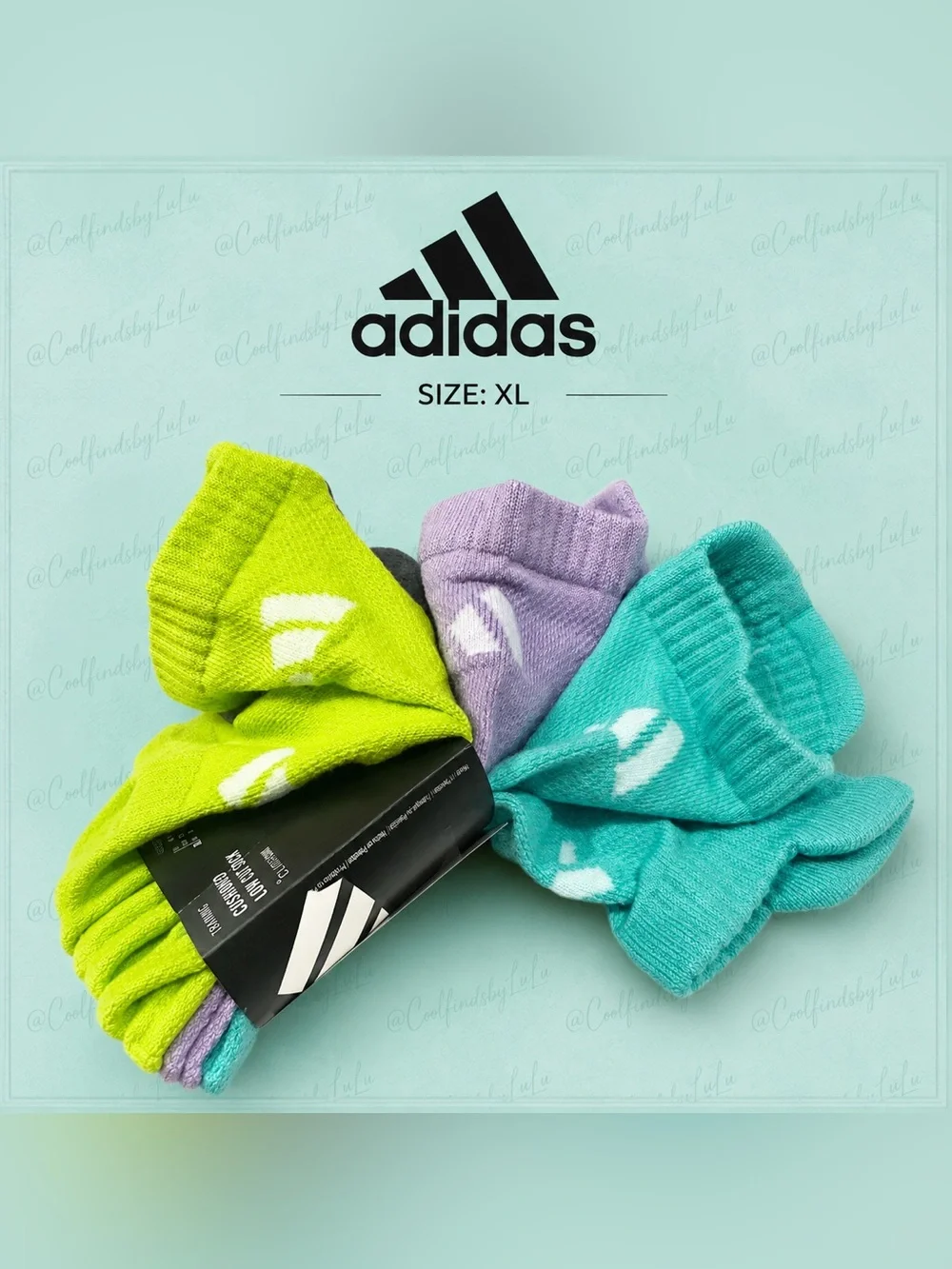 Adidas Cushioned Low Cut Training Socks – 3 Pack – Size XL Adult Size UNISEX